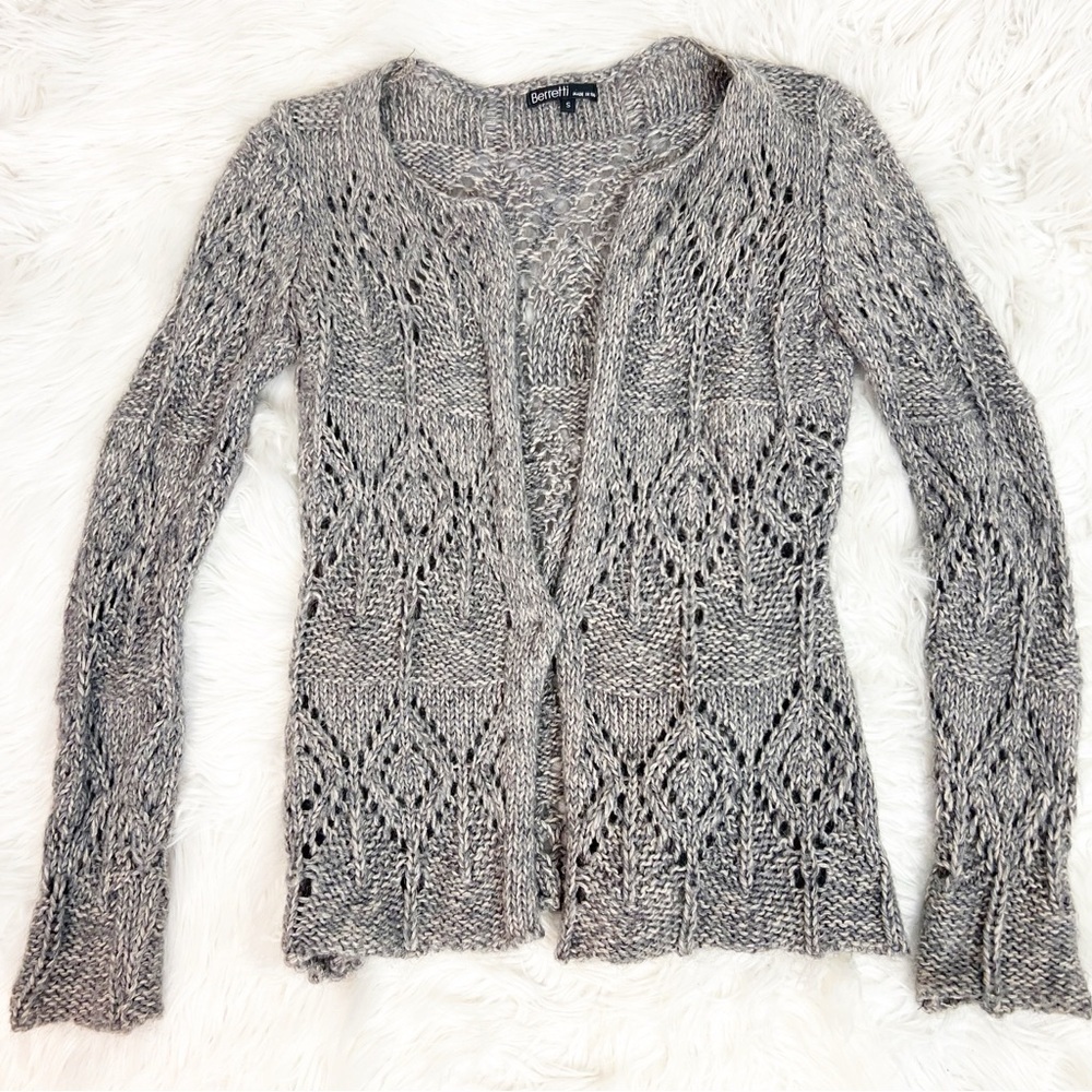 BERRETTI MADE IN ITALY GRAY LONG SLEEVE CARDIGAN SWEATER WOMENS SZ SMALL